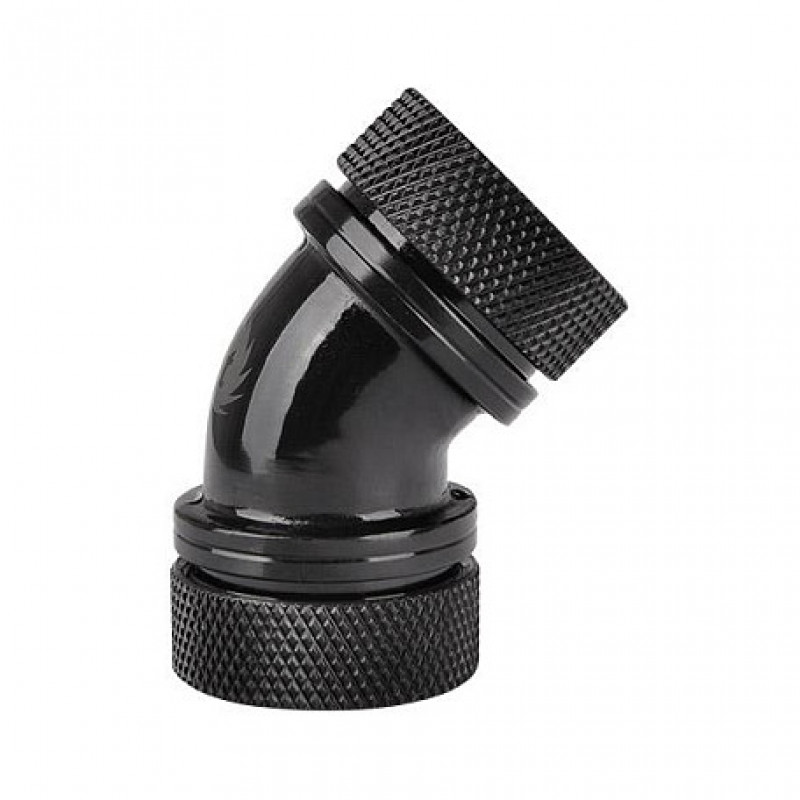 Thermaltake Pacific PETG 45° dubultspiešanas fitings caurulei, ārējais diametrs 16 mm, G1/4, melns (CL-W098-CA00BL-A)