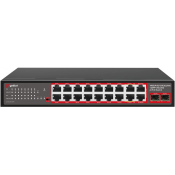Getfort GF-220G-16P-240 PoE komutators, 16 x GE PoE + 2 x GE + 2 x SFP, 240 W