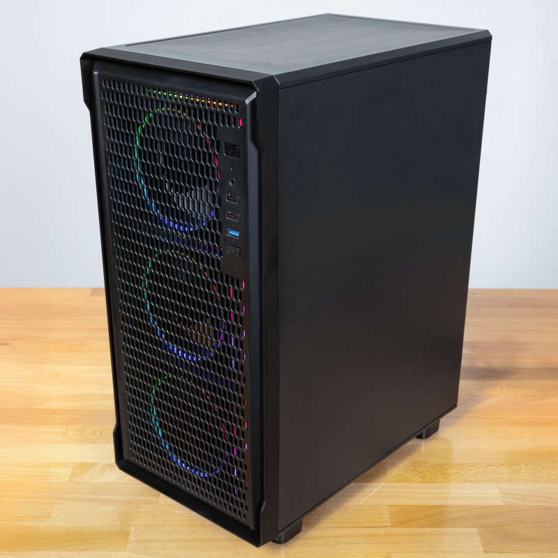 Kolink AM2 ARGB Midi Tower datora korpuss, ATX, rūdīts stikls, ar 4x 120 mm ventilatoriem, melns
