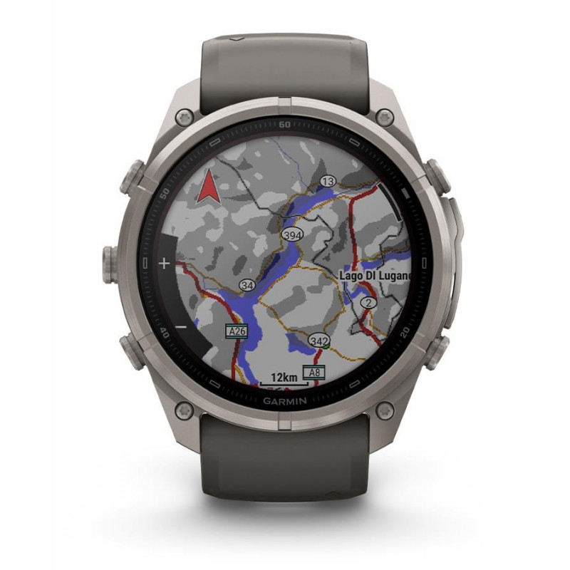 Garmin Fenix 9 Pro inReach viedpulkstenis, 51 mm, titāna korpuss, grafīta un melna silikona siksniņa