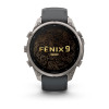 Garmin Fenix 9 Pro viedpulkstenis, 47 mm, titāna korpuss, grafīta un melna silikona siksniņa