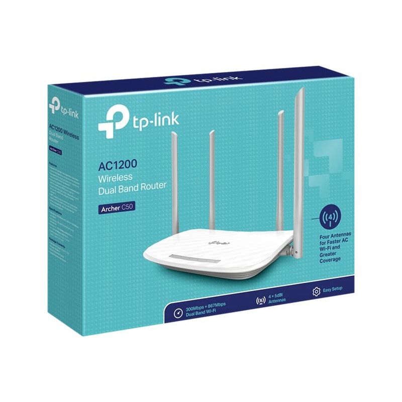 TP-Link Archer C50 (EU) V6.46 bezvadu rūteris, AC1200, divu frekvenču joslu