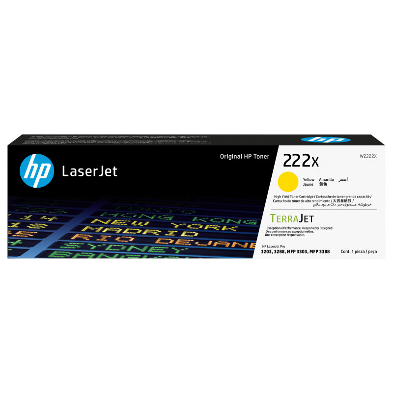 HP 222X W2222X oriģinālā augstas ietilpības LaserJet toneru kasetne, dzeltenā krāsā