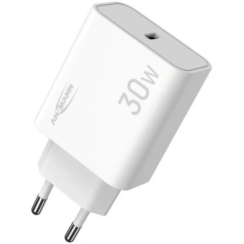 Ansmann Home Charger HC130PD USB lādētājs ar 1x USB-C, PPS, PD, Quick Charge, 30 W, baltā krāsā