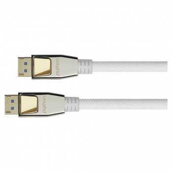 Good Connections Python DP20-PY010W DisplayPort 2.0 vads, 54 Gbit/s, UHBR 13.5, ar neilona apvalku, balts, 1 m