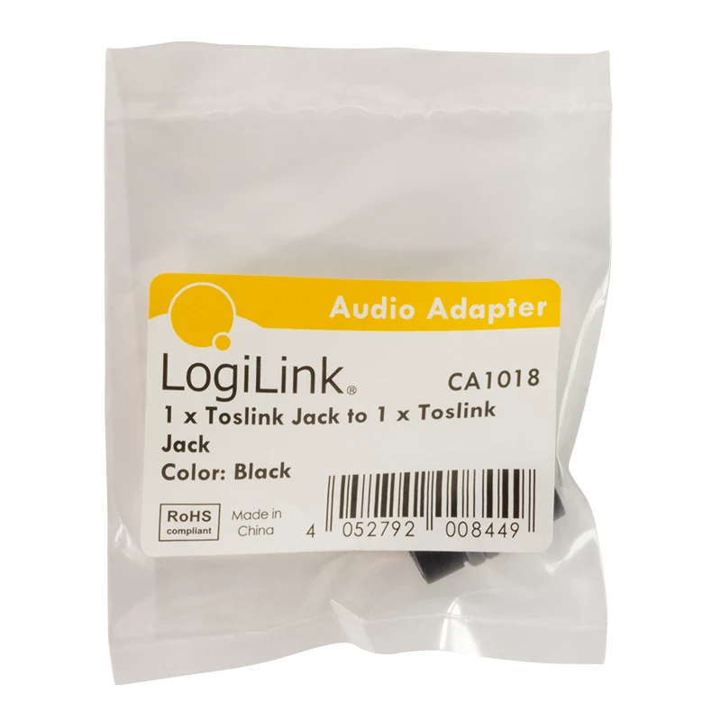 LogiLink CA1018 Toslink audio pāreja, Toslink ligzda – Toslink ligzda, melna