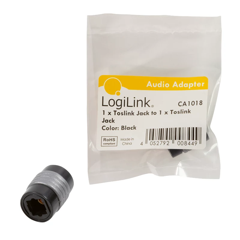 LogiLink CA1018 Toslink audio pāreja, Toslink ligzda – Toslink ligzda, melna