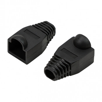 LogiLink MP0064 RJ45 savienotāju aizsargčaulas 6,5 mm, melnas, CAT6A (50 gab.)