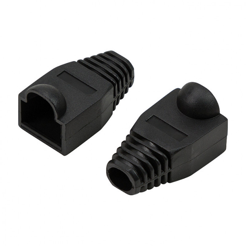 LogiLink MP0064 RJ45 savienotāju aizsargčaulas 6,5 mm, melnas, CAT6A (50 gab.)