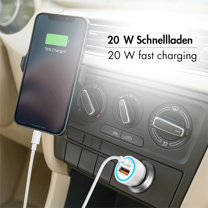 LogiLink PA0374 USB-A/C lādētāja komplekts, 20 W, 1x USB-A un 1x USB-C, balts