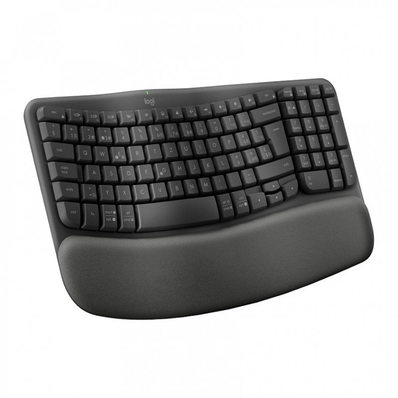 Logitech Wave Keys 920-012289 ergonomiska bezvadu tastatūra, 2,4 GHz / Bluetooth, Šveices (CH) taustiņu izkārtojums, grafīta krāsā