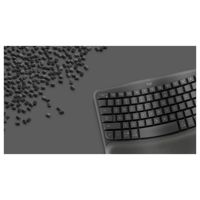 Logitech Wave Keys 920-012289 ergonomiska bezvadu tastatūra, 2,4 GHz / Bluetooth, Šveices (CH) taustiņu izkārtojums, grafīta krāsā