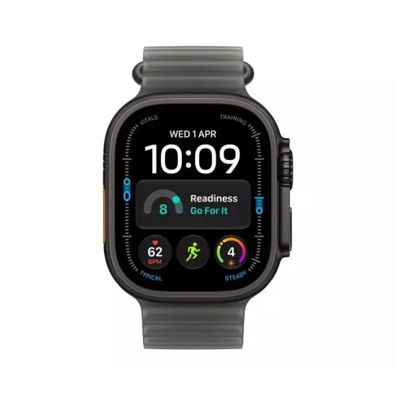 Apple Watch Ultra 4 viedpulkstenis, GPS + Cellular, 49 mm, melns, Ocean siksniņa caurspīdīgi melna