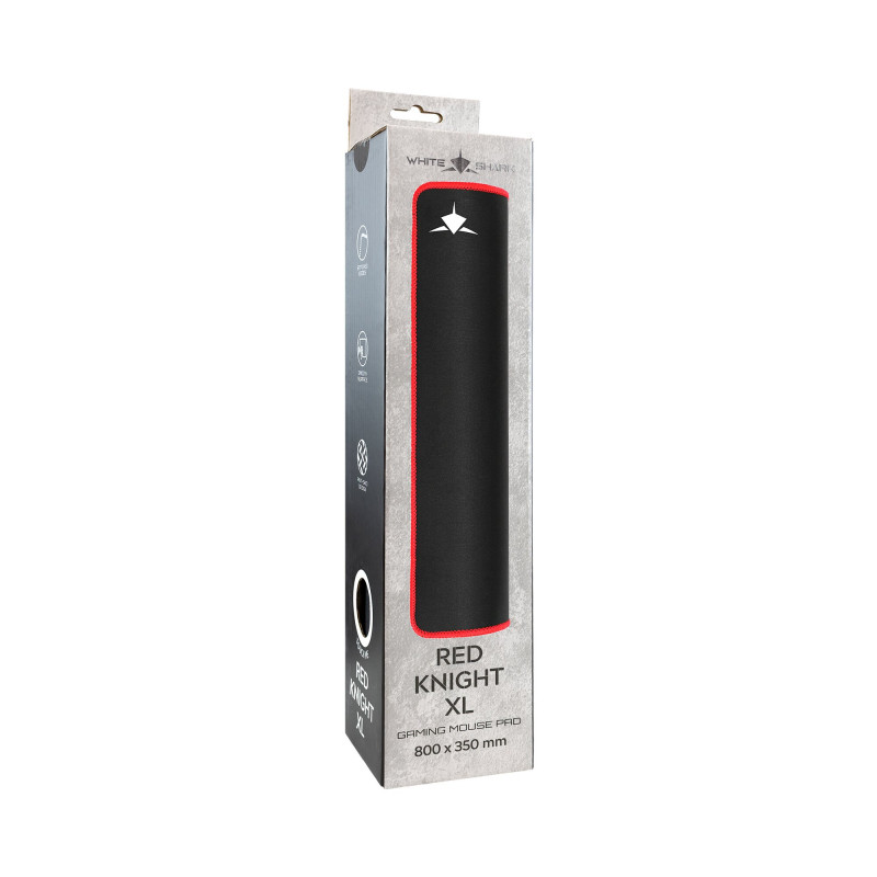 White Shark RED KNIGHT XL GMP-2502 peles paliktnis spēlētājiem, 800x350 mm, melns/sarkans