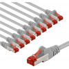 Goobay 66654 CAT 6 savienojuma kabelis, S/FTP (PiMF), 1 m, pelēks, vara vadītāji (CU) (10 gab.)