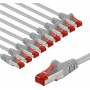 Goobay 66654 CAT 6 savienojuma kabelis, S/FTP (PiMF), 1 m, pelēks, vara vadītāji (CU) (10 gab.)