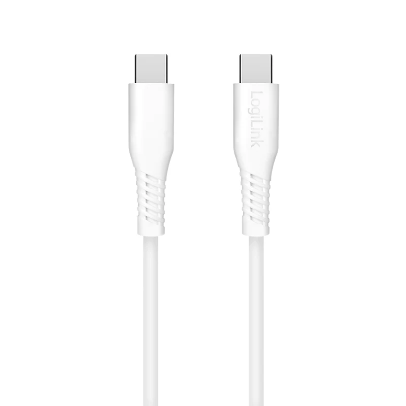 LogiLink CU0261 USB 2.0 vads USB-C–USB-C, 480 Mbps, 60 W, balts, 0,5 m
