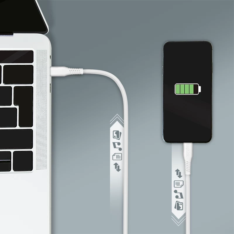 LogiLink CU0261 USB 2.0 vads USB-C–USB-C, 480 Mbps, 60 W, balts, 0,5 m