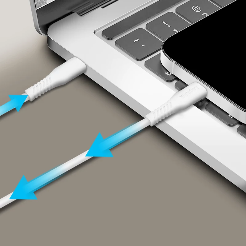 LogiLink CU0261 USB 2.0 vads USB-C–USB-C, 480 Mbps, 60 W, balts, 0,5 m
