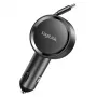 LogiLink PA0400 auto USB-C lādētājs, 1 pieslēgvieta, PD 3.0, 30 W, ievelkams vads, 0,8 m