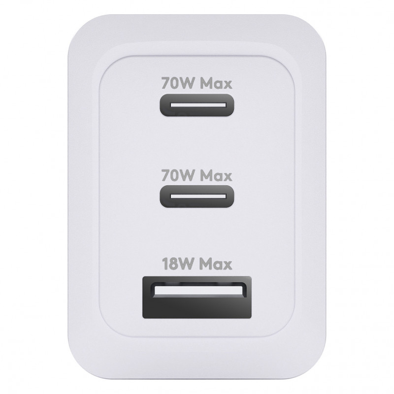 dbramante1928 CI70CCWH4436 baltais 70 W lādētājs ar 2x USB-C un 1x USB-A, ES kontaktdakša