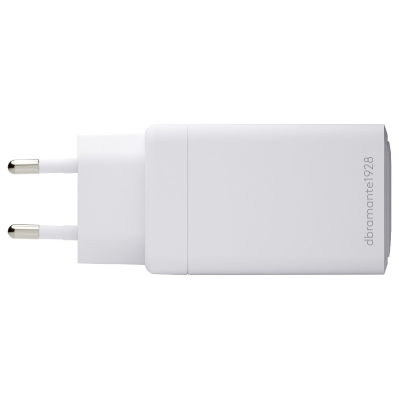 dbramante1928 CI70CCWH4436 baltais 70 W lādētājs ar 2x USB-C un 1x USB-A, ES kontaktdakša