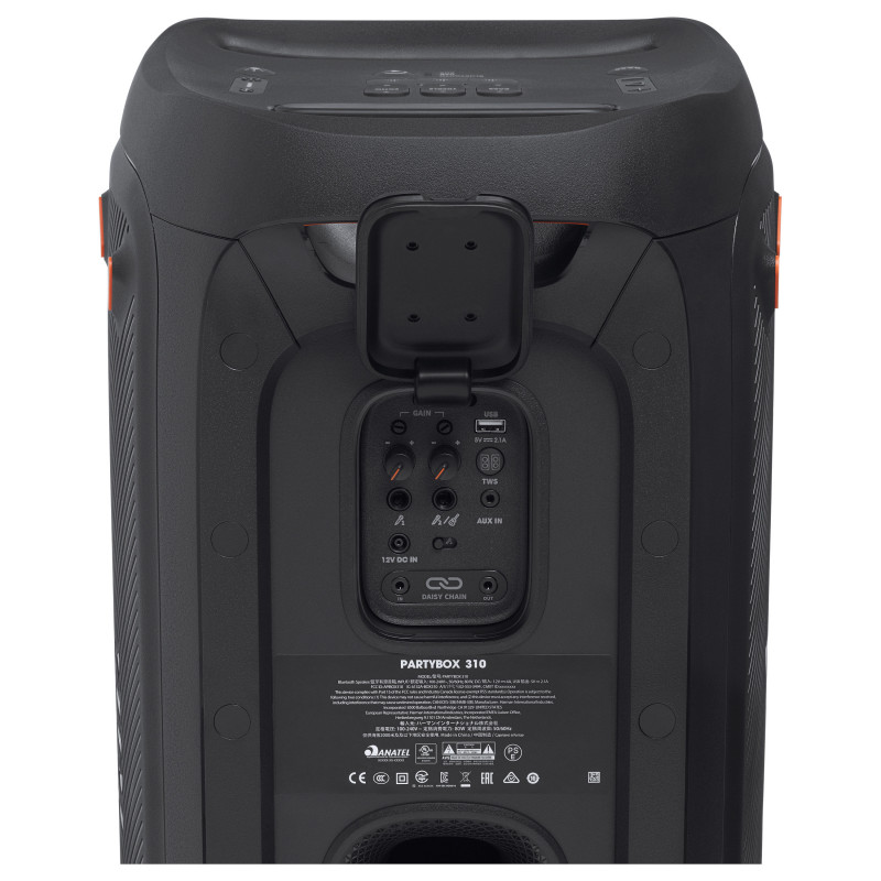 JBL PartyBox 310 JBLPARTYBOX310EU portatīvā ballīšu skaņas sistēma, bezvadu, Bluetooth, vadāma ar lietotni, 240 W, divjoslu, melna