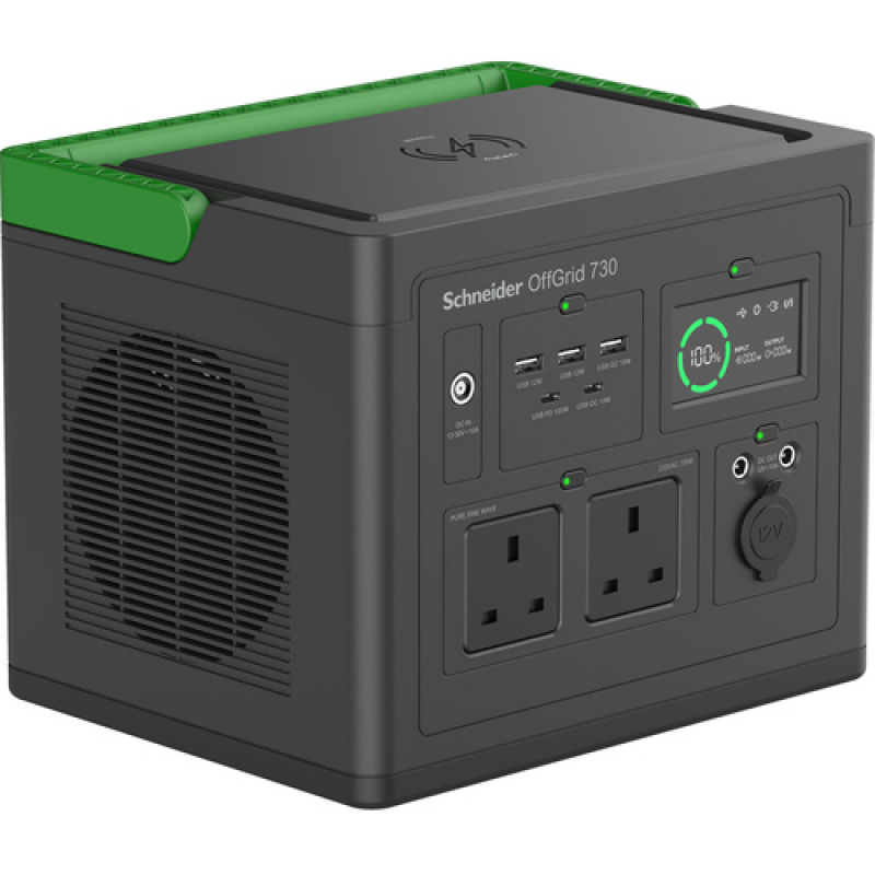APC Schneider OffGrid 730 PPS730-UK portatīvā enerģijas stacija, 738 Wh, ar UK tipa kontaktligzdām