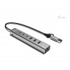 i-tec CAHUBMETAL6LANPD USB-C/USB-A metāla sadalītājs, 6 porti, Gigabit LAN, Power Delivery 85 W, sudrabains
