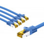 Goobay RJ45 CAT 6A S/FTP (PiMF) tīkla savienotājkabelis, 500 MHz, ar CAT 7 kabeli, 5 m, zils (5 gab.)