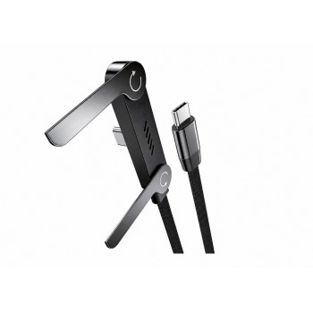 Vakoss TC-U570 USB-C uz USB-C vads ar statīva funkciju, 100 W, 1 m, melns