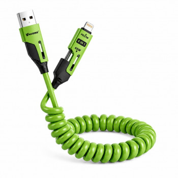 Vakoss MLU680G 4 vienā vads, 1,5 m, 60 W, 3 A, QC/PD, zaļš