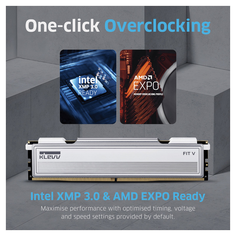 Klevv FIT V KD5AGU880-60A300F RAM komplekts, 32 GB (2 x 16 GB), DDR5-6000, CL30