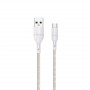 WINX LINK Simple USB–Micro USB vads, neilona pinums, 1 m, balts