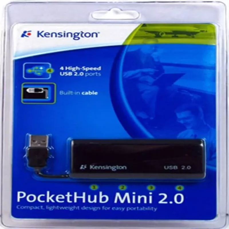 Kensington PocketHUB Mini USB 2.0 centrmezgls, 4 pieslēgvietas (33399EU)