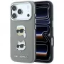 Karl Lagerfeld KF003253 apvalks Saffiano ar Karl & Choupette Heads Pins un logotipu, iPhone 18 Pro / 17 Pro, pelēks