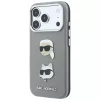 Karl Lagerfeld KF003253 apvalks Saffiano ar Karl & Choupette Heads Pins un logotipu, iPhone 18 Pro / 17 Pro, pelēks