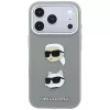 Karl Lagerfeld KF003253 apvalks Saffiano ar Karl & Choupette Heads Pins un logotipu, iPhone 18 Pro / 17 Pro, pelēks