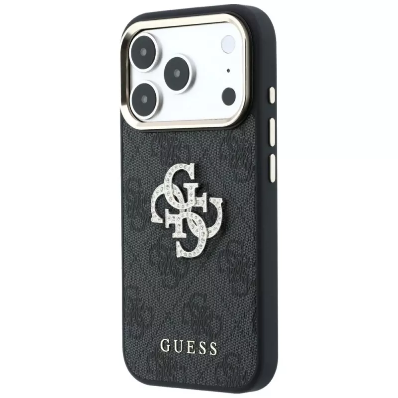Guess GUE005499 4G & Big Strass Logo aizsargvāciņš iPhone 18 Pro / 17 Pro, melns