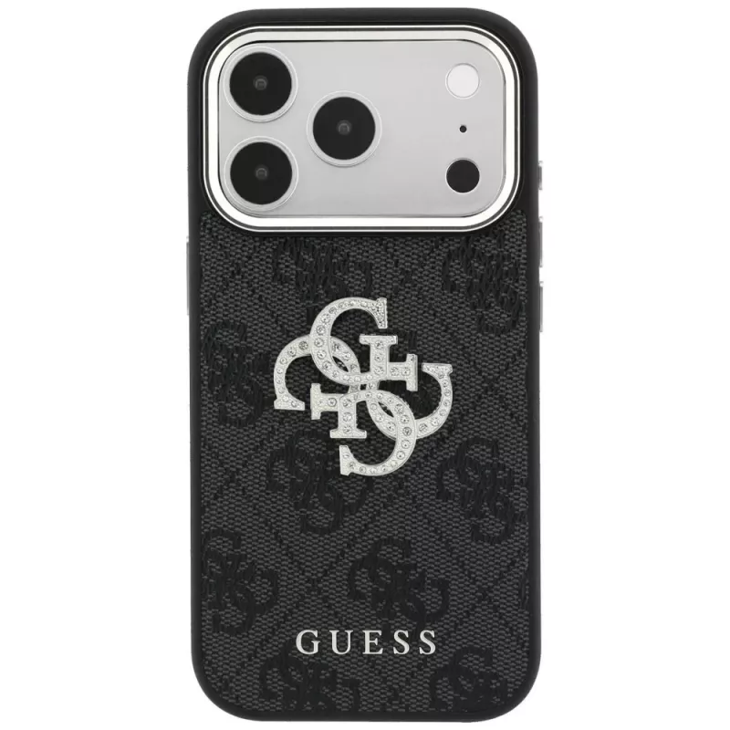 Guess GUE005499 4G & Big Strass Logo aizsargvāciņš iPhone 18 Pro / 17 Pro, melns