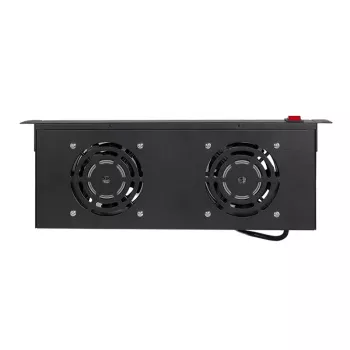 LogiLink FAU102B ventilatoru bloks 19″ statnei, 2 ventilatori, slēdzis, 1U, melns