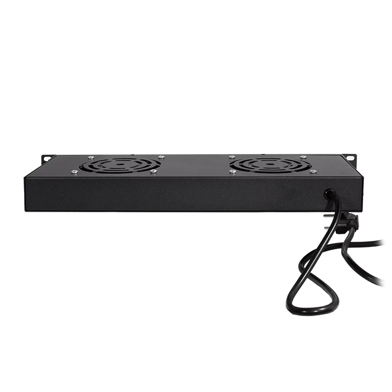 LogiLink FAU102B ventilatoru bloks 19″ statnei, 2 ventilatori, slēdzis, 1U, melns
