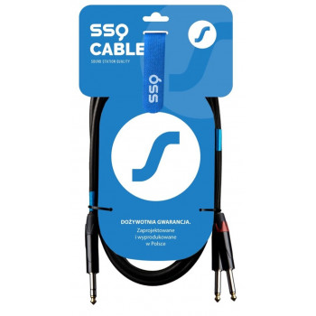 SSQ JSJM1 SS-1452 skaņas kabelis, stereo jack – 2x mono jack, 1 m, melns