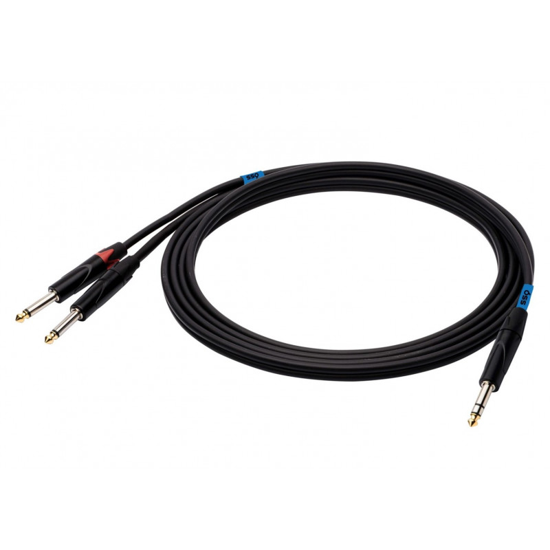 SSQ JSJM1 SS-1452 skaņas kabelis, stereo jack – 2x mono jack, 1 m, melns