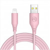 Tellur silikona USB–Lightning vads, 3 A, 1 m, rozā