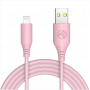 Tellur silikona USB–Lightning vads, 3 A, 1 m, rozā