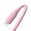 Tellur silikona USB–Lightning vads, 3 A, 1 m, rozā