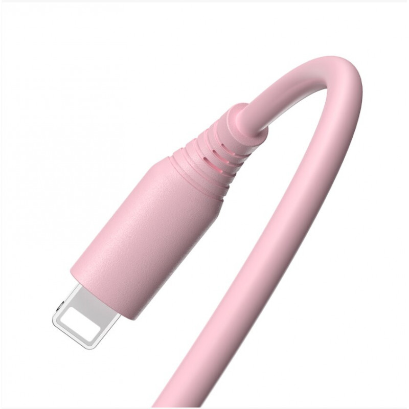 Tellur silikona USB–Lightning vads, 3 A, 1 m, rozā
