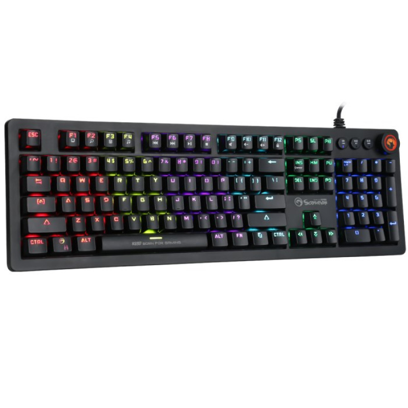 Marvo KG917 mehāniskā spēļu tastatūra, US izkārtojums, RGB, Jixian Blue slēdži, USB, melna