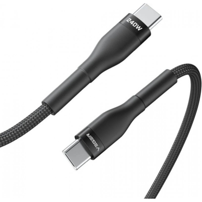 Veger CC03 USB-C uz USB-C vads, PD 48 V 5 A 240 W, 1,5 m, melns